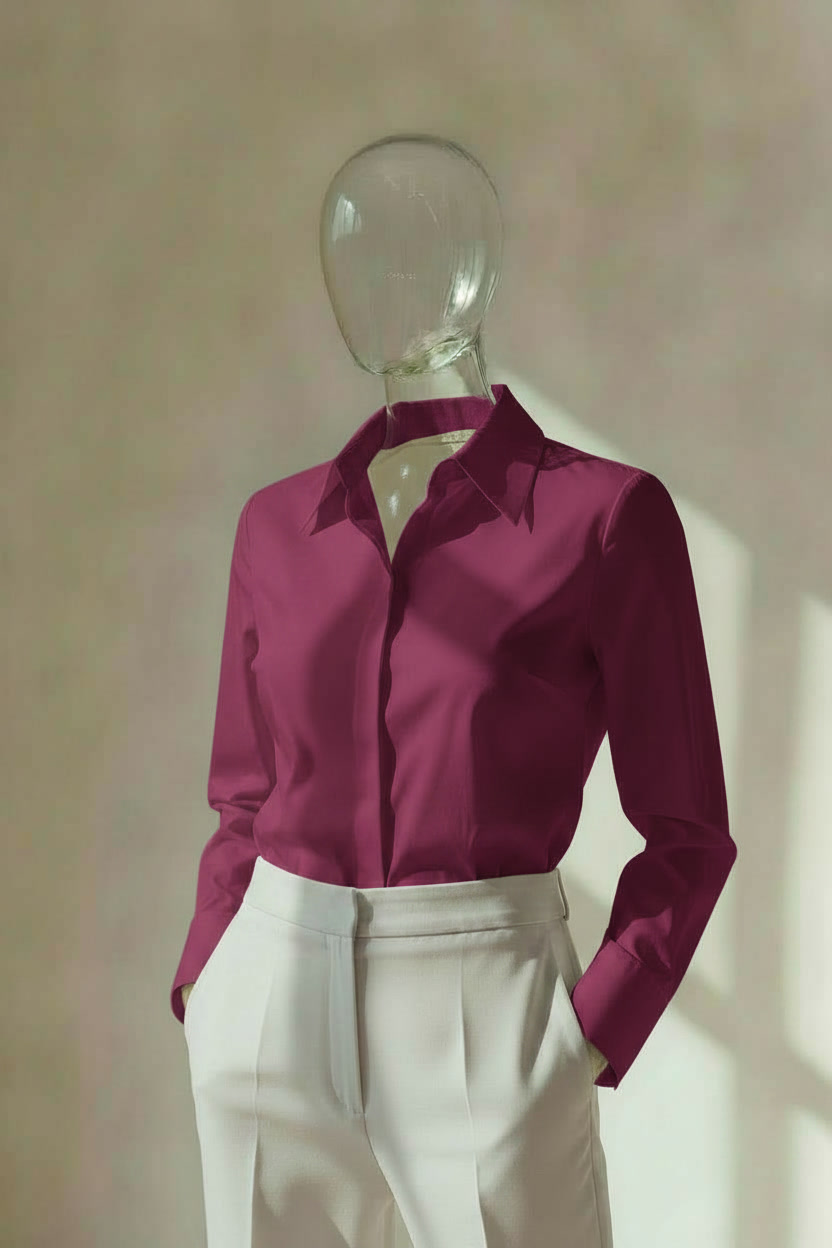 Women’s rhodonite blouse front view by CG Claudia Garcia